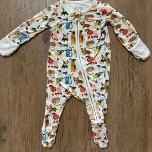 CLOVER Baby Bamboo Zippy Sleeper 0-3 Months Dog & Cat Print